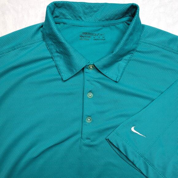 NikeGolf Fit Dry Mens Golf Polo Shirt - XL Green Ribbed Performance Aqua - Picture 1 of 6